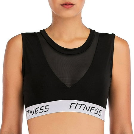 

Sports Bras for Women Breathable Running Yoga Top Fitness Clothes Round Neck Vest with Pad S