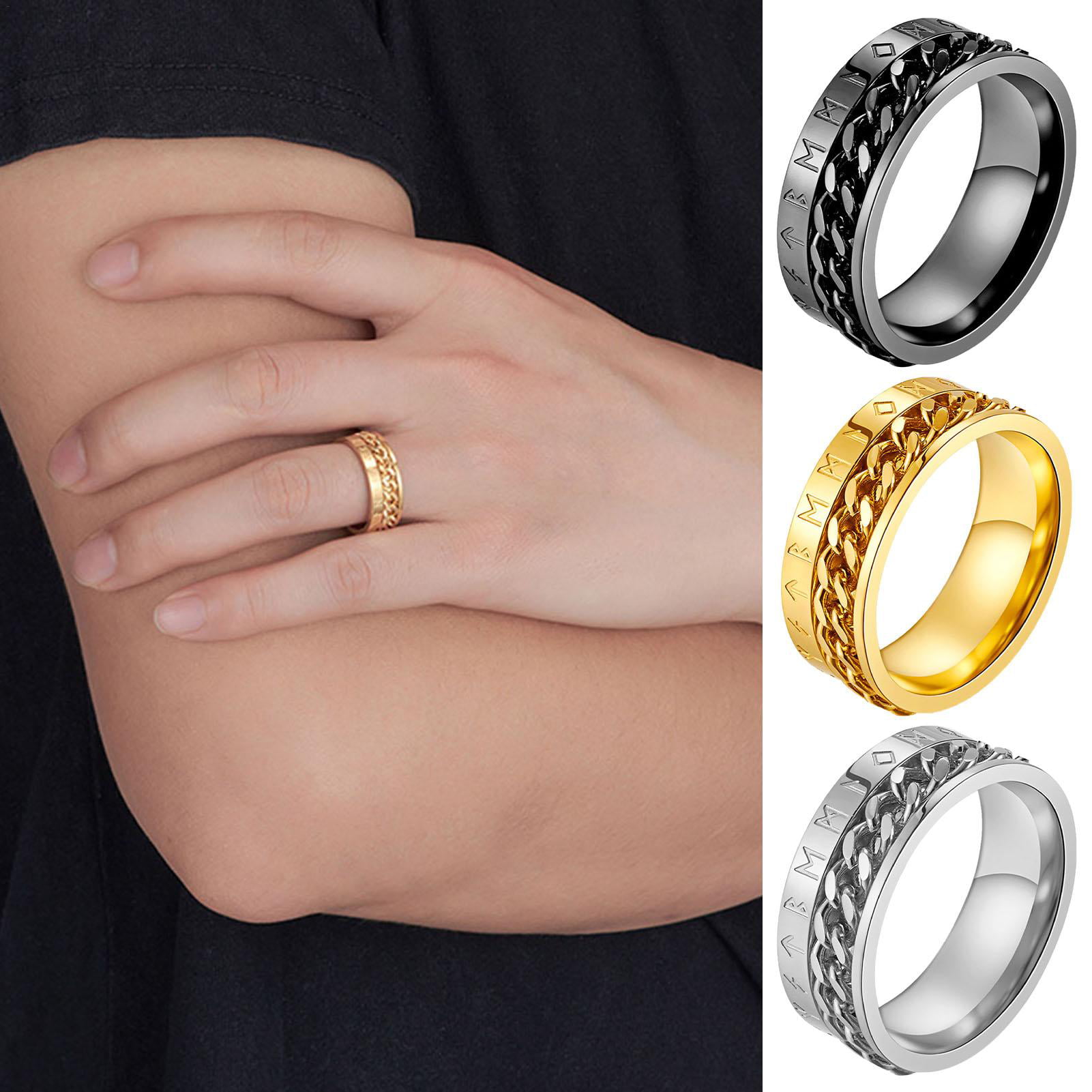 36 Men's SPIN Chain Ring Stainless Steel SPINNER Ring Unisex Quality Cool Rings