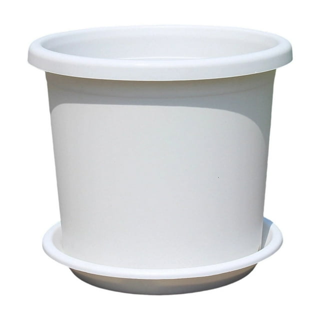 White Plastic Flower Pot Simply Style Multi Season Plant Container With Base Tray Lightweight Durable Ventilation Design For Indoor Outdoor Gardening Home Decor 1Pc 0.22 Lb