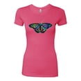 thumbnail image 2 of Wild Bobby, Colorful Rainbow Patterned Butterfly Animal Lover Womens Slim Fit Junior Tee, Hot Pink, 2XL, 2 of 3