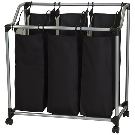 Household Essentials 3-Bag Laundry Clothes Hamper Sorter with Vented Bags