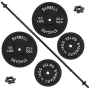 BalanceFrom 140 lbs Fitness Set, 5-Foot Standard Barbell (10 lbs) With Star Lock, Cast Iron Weight Stack (140 lbs), Suitable For A Variety Of Training, Suitable For Home and Professional Gym