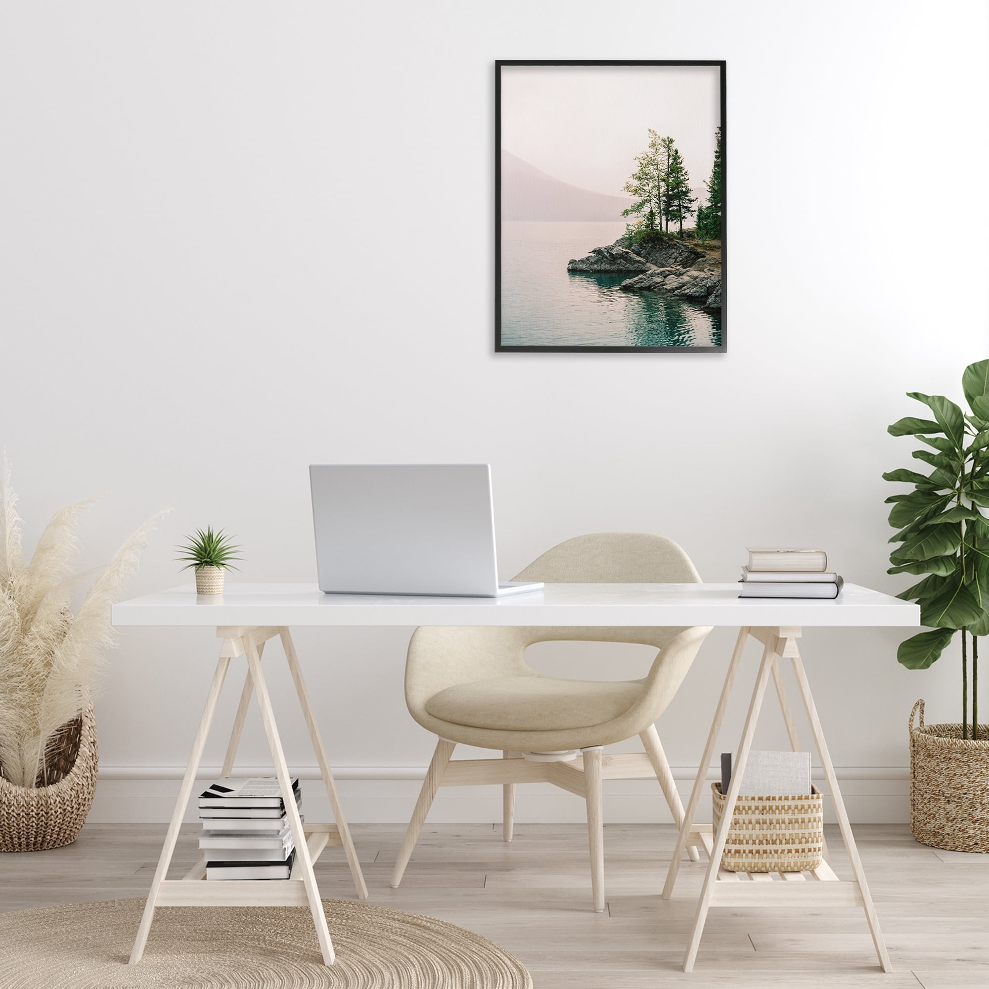 Stupell Industries Rocky Inlet Cove Landscape Photography Black Framed Art Print Wall Art, 24 x 30