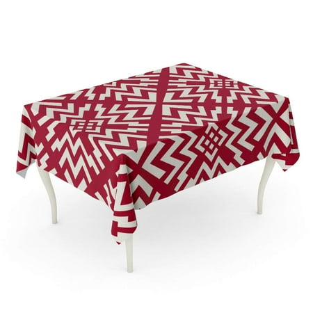 

SIDONKU Red Graphic Geometric Lines Trippy Pattern Unique 70S 80S Tablecloth Table Desk Cover Home Party Decor 60x104 inch