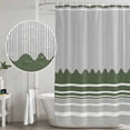 thumbnail image 5 of Small Stall Shower Curtain 36x78 Inch Narrow Half Size Dark Green Striped Bath Curtains Bathroom Decor, Abstract Modern Geometric Stripes Waterproof Fabric Shower Curtain Set with Hooks 36 Inch, 5 of 7