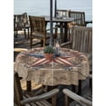 thumbnail image 2 of Outdoor Tablecloth with Umbrella Hole for Patio/Picnic/Party/Camping, Wooden Star Vintage Waterproof Table Cloth Round Cover Washable, Country American Flag Star Rustic (Dia 60"), 2 of 9