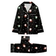 thumbnail image 6 of mgoYE Family Christmas Pajamas Matching Sets Satin Long Sleeve Holiday Casual Lounge Soft Xmas Silk Pjs Two Piece Sets, 6 of 6