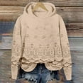 thumbnail image 2 of VISALY Hoodies Pullover Graphic Sweatshirts Lace Hoodie Elegant Pullover Sweatshirt Soft Fleece Oversized Fall Winter Streetwear Mesh Sweaters Pullover Sweater Women Oversized Sweatshirt Khaki L, 2 of 3