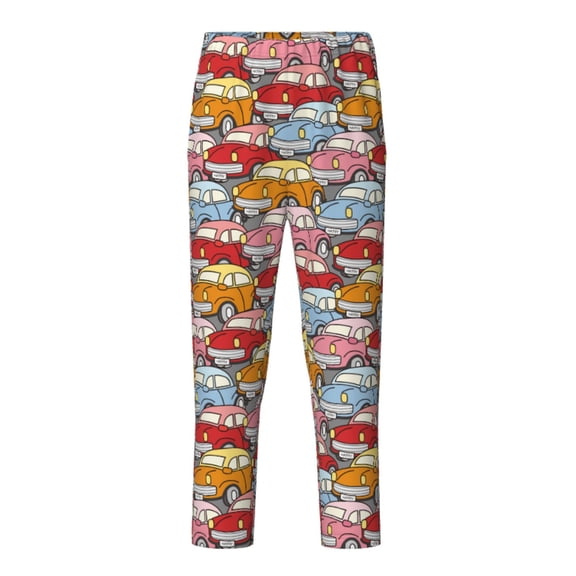 Xecao Cute Cars Print Teenagers' Pajama Pants Long Sleep Pants Soft Elastic Waist Pajama Bottoms Elastic waist with 2 Pockets 5-16 Years-XS(5-6)