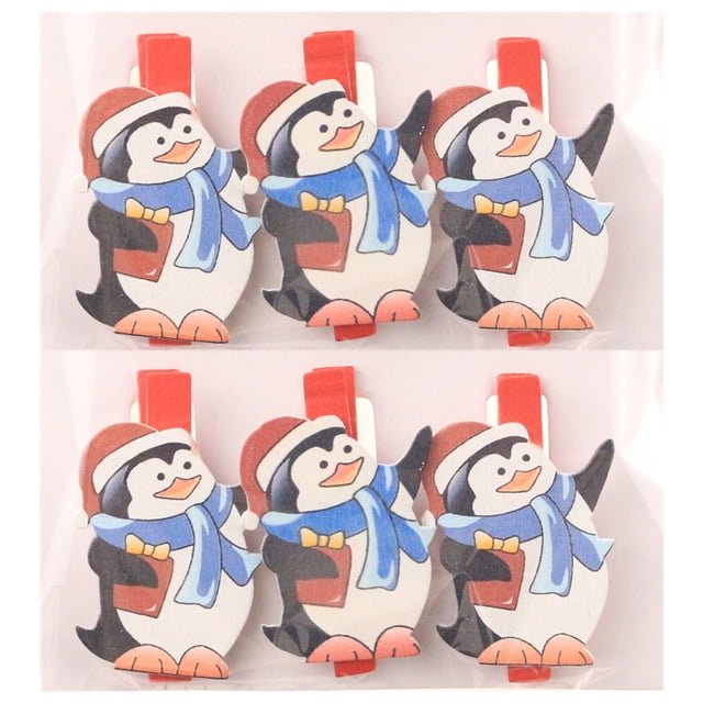 Coofit Christmas Picture Clips Decorative 6PCS Wood Photo Clips Wooden Clothespins