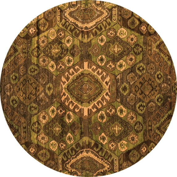 Ahgly Company Indoor Round Abstract Orange Modern Area Rugs, 8' Round
