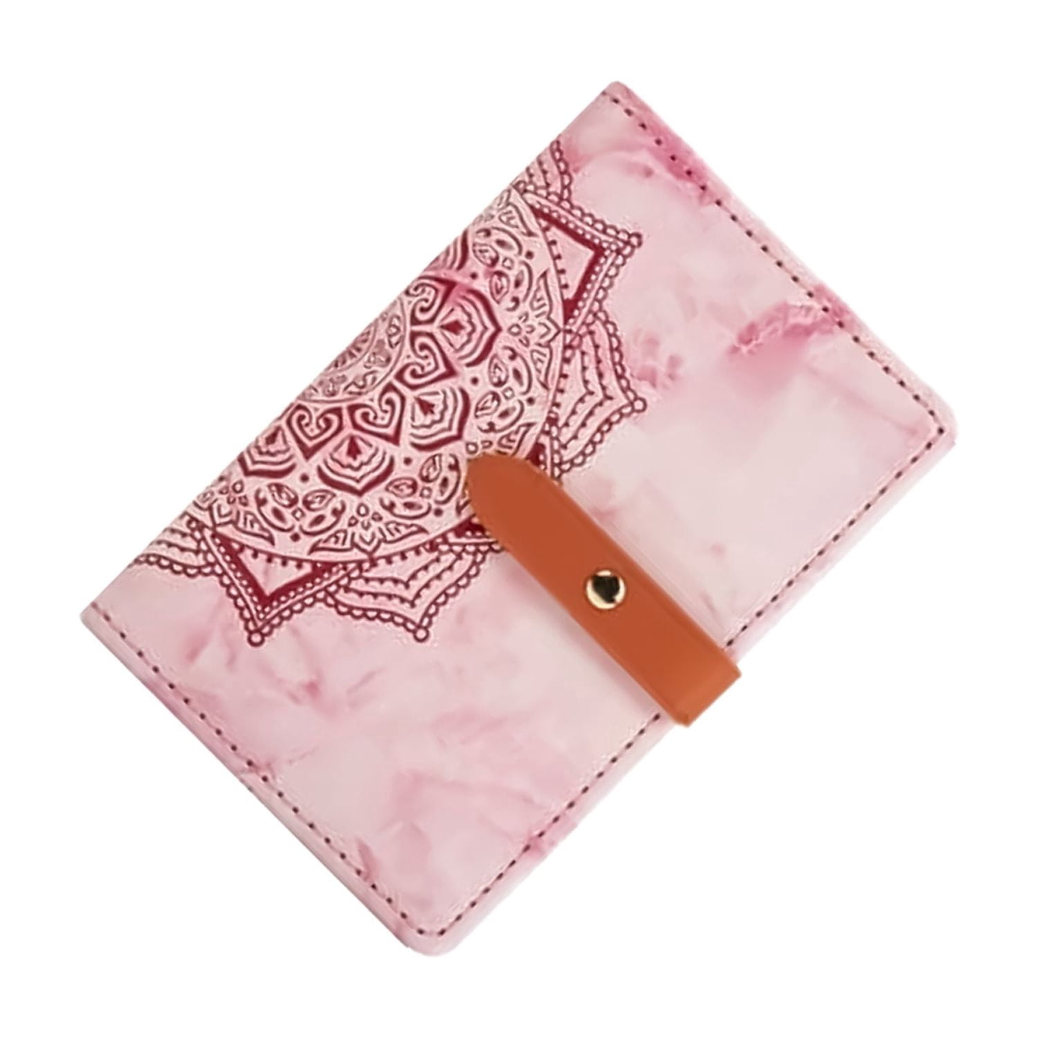 Universal Self-Adhesive Leather Card Wallet with Datura Flower Motif - Pink