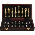 thumbnail image 3 of Chess Board Folding Travel Chess Set Gold Silver Metal Chess Pieces Folding Wooden Chess Board, 3 of 7