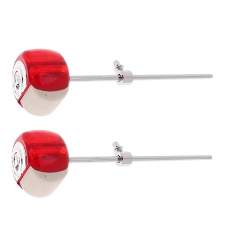 Pack of 2 Red Drum Pedal Mallets Beaters Cotton Hammer Metal Shank for Drummer Students