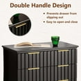 thumbnail image 2 of LAZZO 3-Drawer Nightstand, Tall Fluted Bedside Table with Gold Metal Handles, Storage Table for Bedroom, Black, 2 of 9