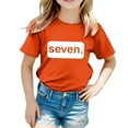thumbnail image 3 of Little Kid Shirts For Teen Kids Girls Child Short Sleeve Prints T Shirt Trendy Girls Fans Present Tops Tube Top for Cheer Half Tops Traditional Tight Transfer Kids 3-4 Years Orange, 3 of 6