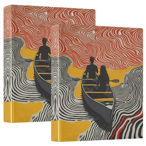 FORMRS 3 Ring Binder 1.5 inch with Pockets Set of 2 Clip Board 200 Sheets Capacity, Striped Boat