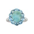 thumbnail image 4 of 5.43 Cts. Larimar Blue Topaz 925 Sterling Silver Flower Cluster Ring, 4 of 8