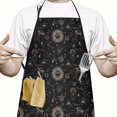 thumbnail image 2 of Black Gothic Sun Planet Moon Pattern Apron-Garden Aprons for Women with Pockets-Cotton Linen Waterproof Kitchen Cooking Gardening Aprons Adjustable for Kitchen,Cooking,BBQ and Salon 33x27 Inch, 2 of 7