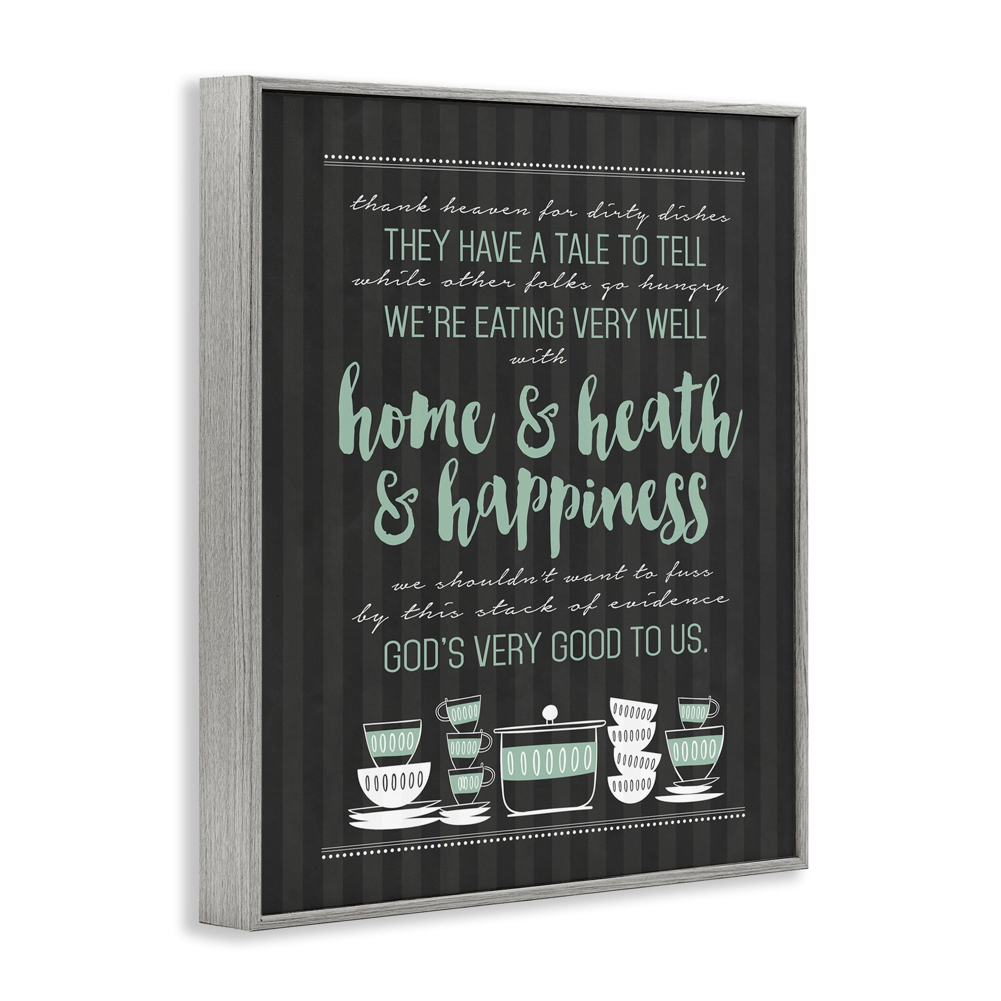 God's Good To Us Kitchen Gray Framed Giclee Art, design by Lettered and Lined