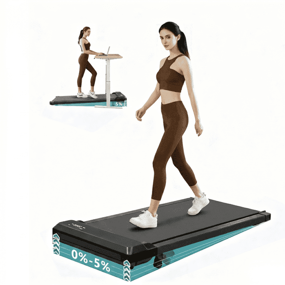 Walking Pad Treadmill, 2.5HP Ultra-Quiet Motor for Home Office, 3-in-1 Under Desk Black Electric Treadmill with Remote, 265 lbs Capacity & Incline Adjustment