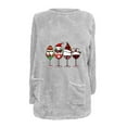 thumbnail image 4 of Darzheoy Womens Christmas Tops Thermal Fall Winter Casual Long Sleeve Plus Size Sweatshirts Printed Solid Color Graphic Round Neck Plush Thickened Hoodless Blouses, 4 of 4