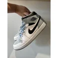 thumbnail image 3 of N I-K-E A i r-Jor-dan 1 Mid Sneakers - White and Light Blue Size 12, 3 of 6