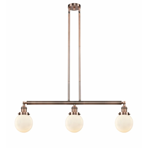 213-AC-G201-6-LED-Innovations Lighting-Beacon-10.5W 3 LED Island in Industrial Style-38.5 Inches Wide by 10.88 Inches High   Antique Copper Finish