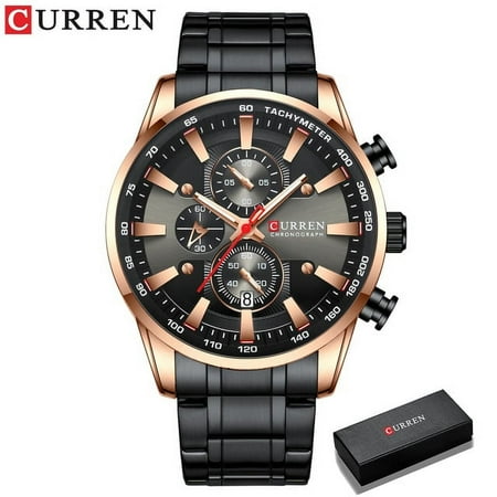 CURREN Watch Men's Wristwatch with Stainless Steel Band Fashion Quartz Clock Chronograph Luminous pointers Unique Sports Watches