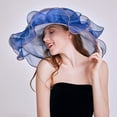 thumbnail image 4 of Yoyauz Women Sun Hat with Mesh Flower Decoration Wide Brim Hat Occasion Event Organza Fancy Church Dress Hat, 4 of 6