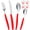 Red, variant on Alpine Cuisine Flatware Set 16 Piece Service for 4, Stainless Steel Flatware Cutlery Set Includes Dinner Knives/Forks/Spoons - Great for Camping or College Dorms - Dishwasher Safe - Red