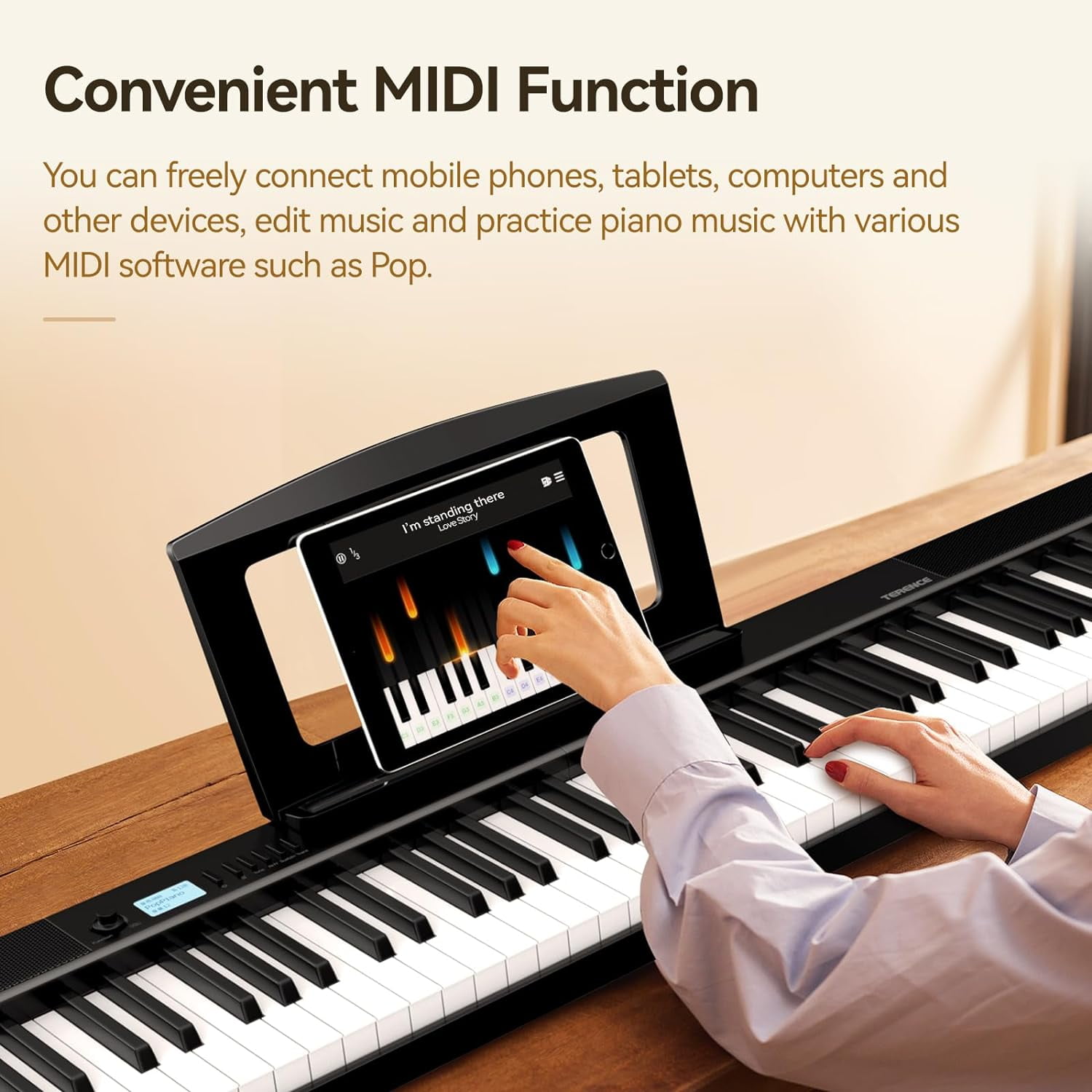Terence 88-Key Folding Digital Piano, Portable, Weighted Full-Size