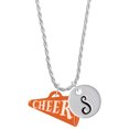 thumbnail image 1 of Delight Jewelry Acrylic 1.25" Orange Cheer Megaphone Silvertone Script Initial Disc - S - Charm Necklace, 20"+3", 1 of 4