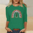 thumbnail image 5 of Christmas Shirts for Women 3/4 Length Sleeve Crew Neck T-shirts Xmas Printed Holiday Graphic Tees (S, Green 04), 5 of 5