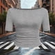 thumbnail image 3 of Tops Casuales sin Mangas para Mujeres Camiseta de Moda Blusa Elasticidad Suelta Cuello Redondo Tops de Color Sólido para Mujeres, 3 of 5