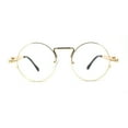 thumbnail image 2 of Steam Punk Round Circle Lens Metal Rim Retro Victorian Spring Arm Sunglasses Gold Clear, 2 of 4