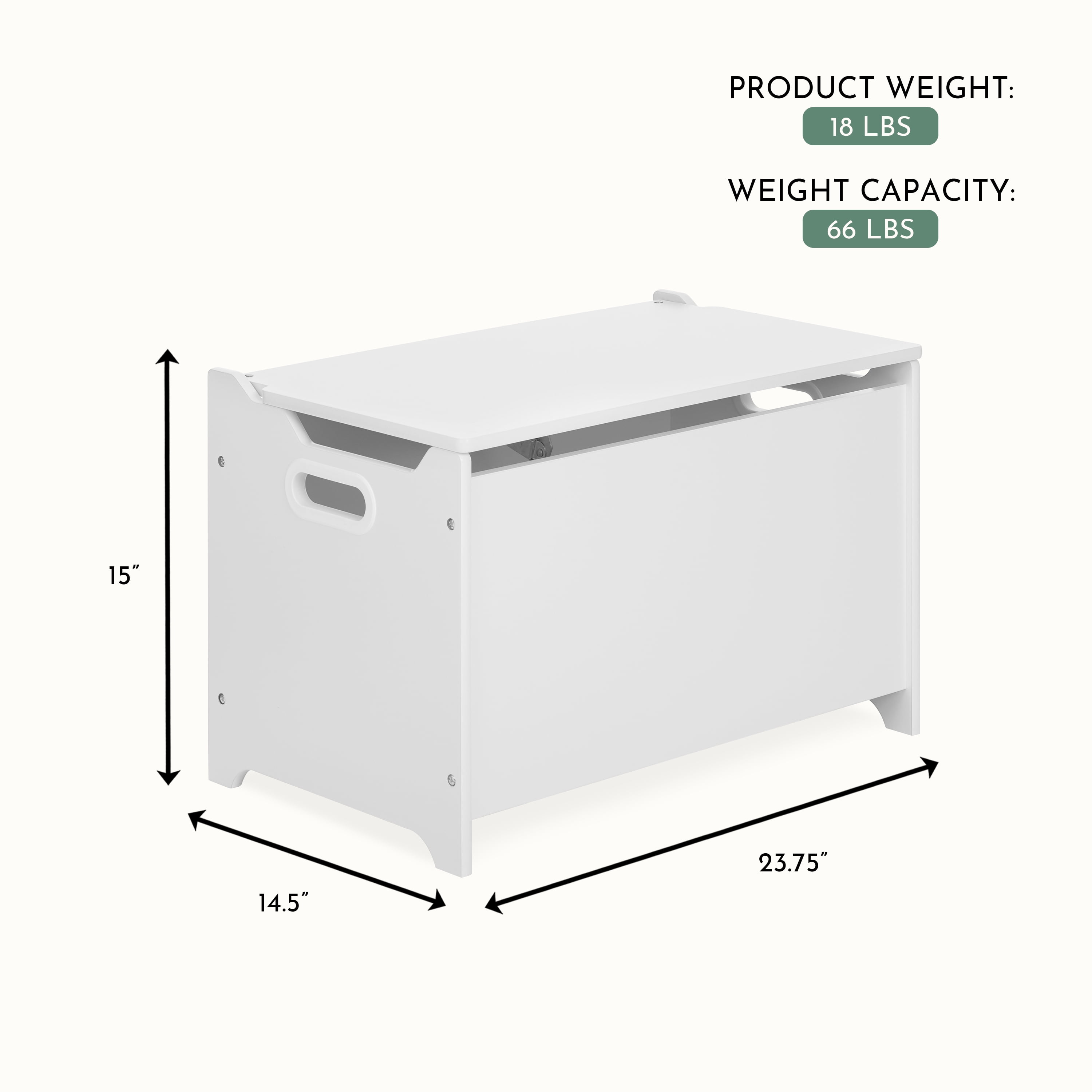 Evolur Wooden Toy Chest Organizer, White