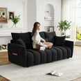 thumbnail image 3 of Wiilayok 80" Sofa Couch,Modern Upholstery Teddy Cloud Sofa Couch, 3 Seater Couch with 3 Pillows, for Living Room Bedroom,Black, 3 of 9