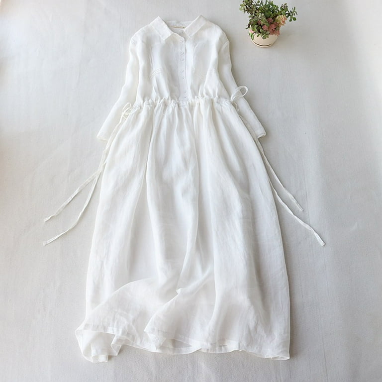 Cotton white long dress sale