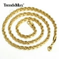 thumbnail image 6 of 18"-24" Twisted Rope Chain Gold Plated Stainless Steel Link Necklace Men 3-7mm, 6 of 9
