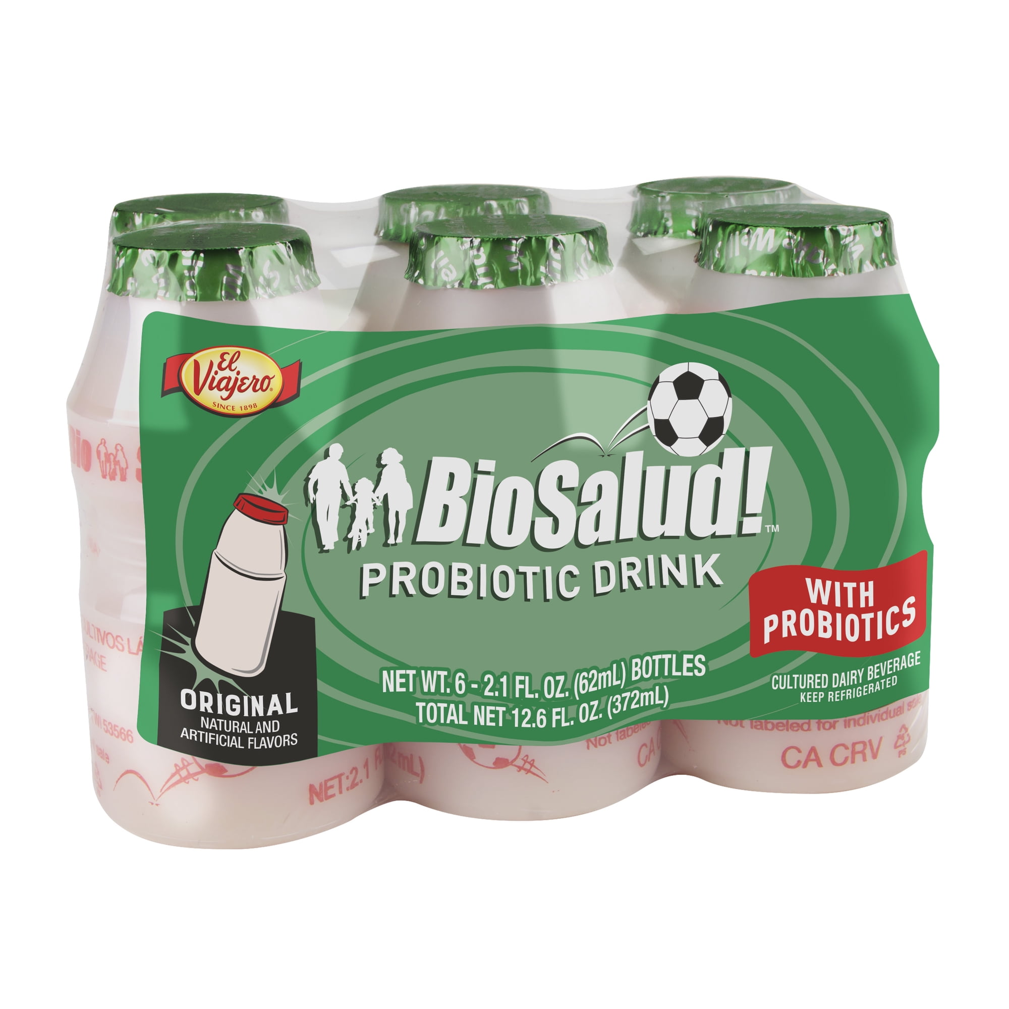 El Viajero BioSalud! Original Cultured Dairy Beverage, 2.1 fl oz, 6 Count