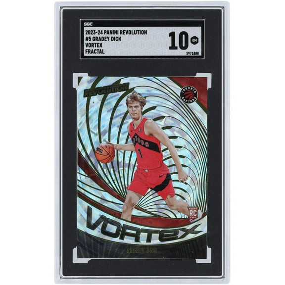 Gradey Dick Toronto Raptors 2022-23 Panini Revolution Fractal #5 SGC Authenticated 10 Rookie Card