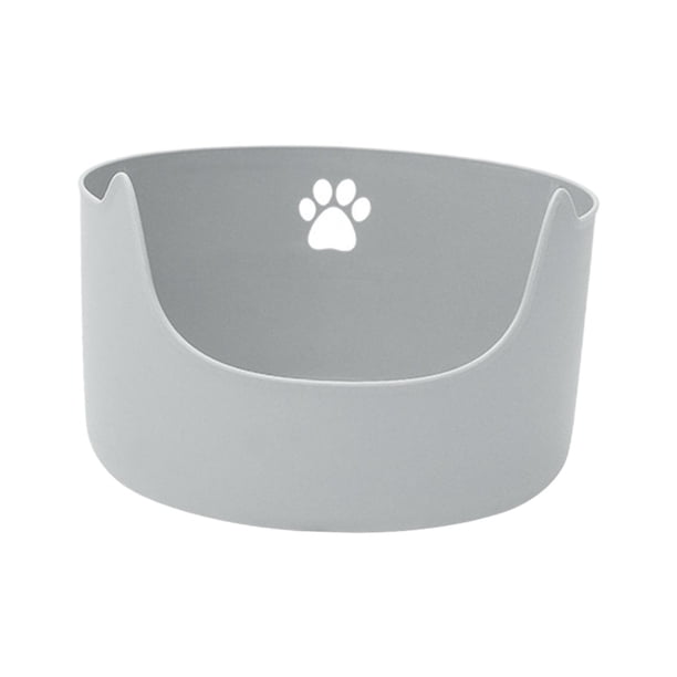 Bandeja de arena para gatos pequeños y grandes, lados altos, suministros para mascotas antisalpicaduras, caja de arena para inodoro frontal baja en , GRIS