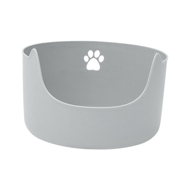 Bandeja de arena para gatos pequeños y grandes, lados altos, suministros para mascotas antisalpicaduras, caja de arena para inodoro frontal baja en , GRIS