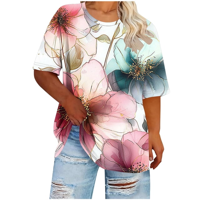 Camisetas de Manga Larga de las Mujeres Cuello Redondo Impreso Primavera/Verano Base Camiseta Casual Poliéster Ligero Suave Cómodo