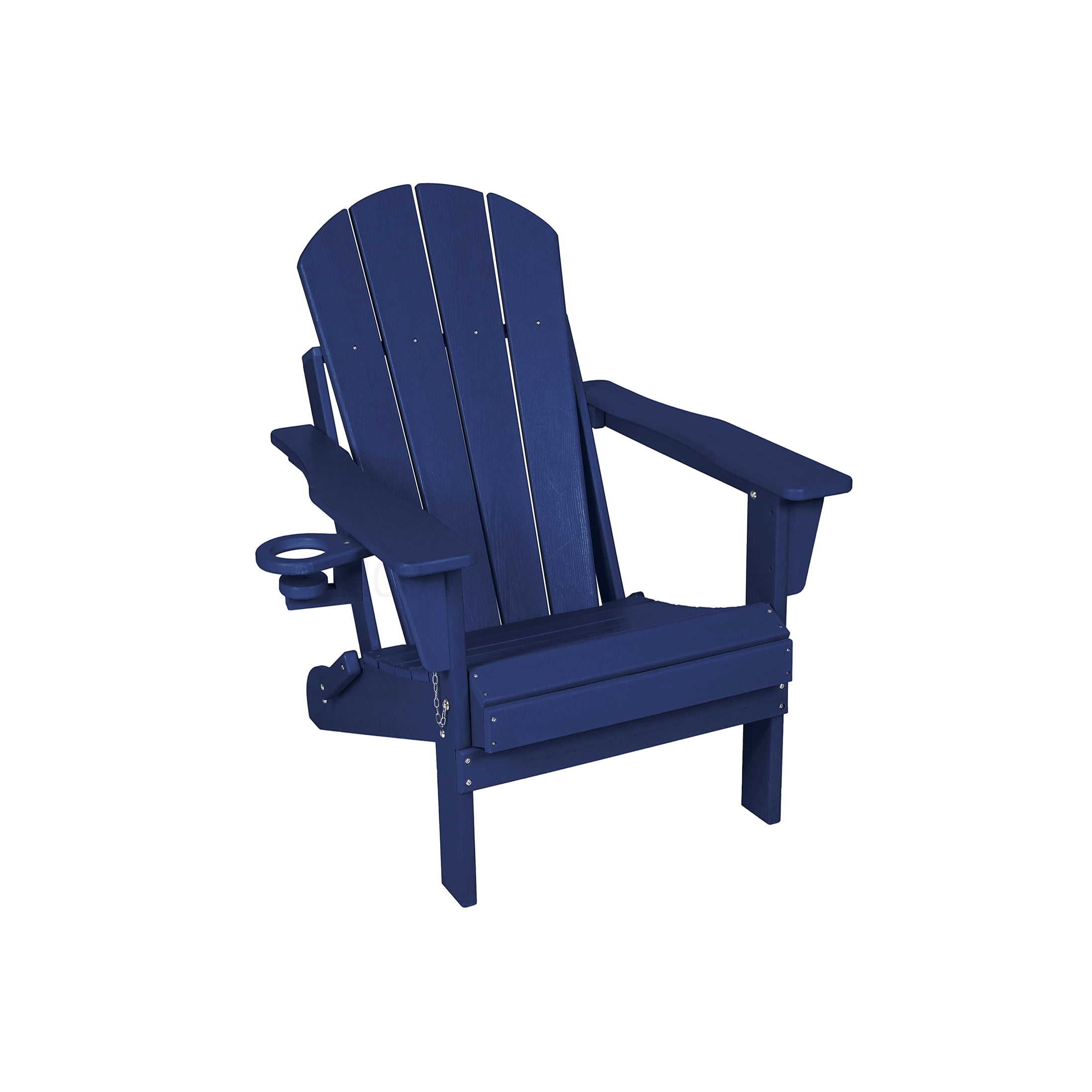 3-Piece Folding Adirondack Chair Set with Table, Navy Blue Wood Texture Patio Chairs for Outdoor Relaxation