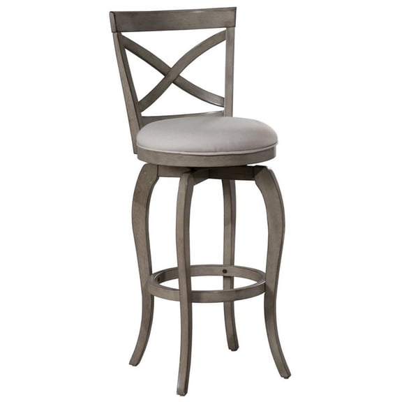 Bowery Hill 25.25" X-Back Fabric Swivel Seat Counter Stool in Aged Gray