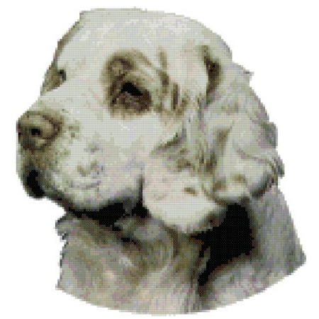 Clumber Spaniel Silhouette Dogs - Clumber Spaniel Dog Portrait Counted Cross Stitch Pattern