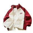 thumbnail image 2 of uublik Veste de Randonnée pour Garçons Veste en Polaire à Fermeture Éclair Complète avec Poches Automne Hiver Rouge, Taille 5-14 Ans, 2 of 3