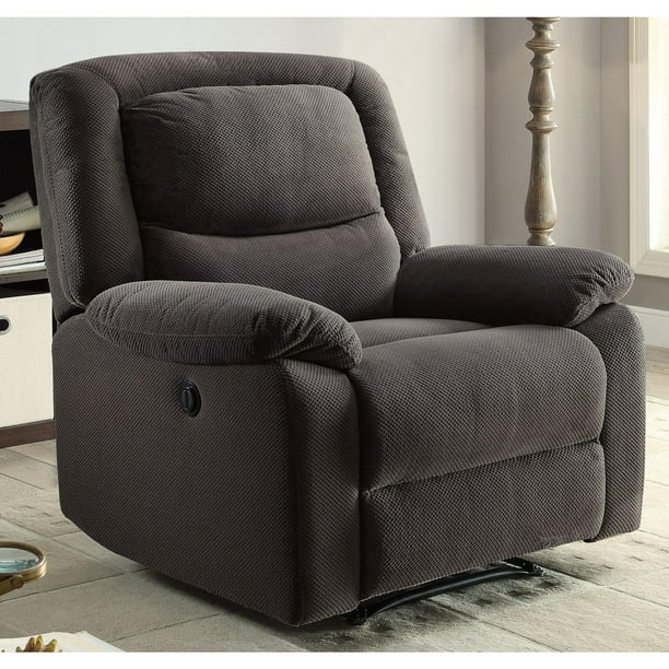 Serta Push Button Power Recliner With Deep Body Cushions Ultra Comfortable Reclining Chair Gray Fabric Walmart Com Walmart Com